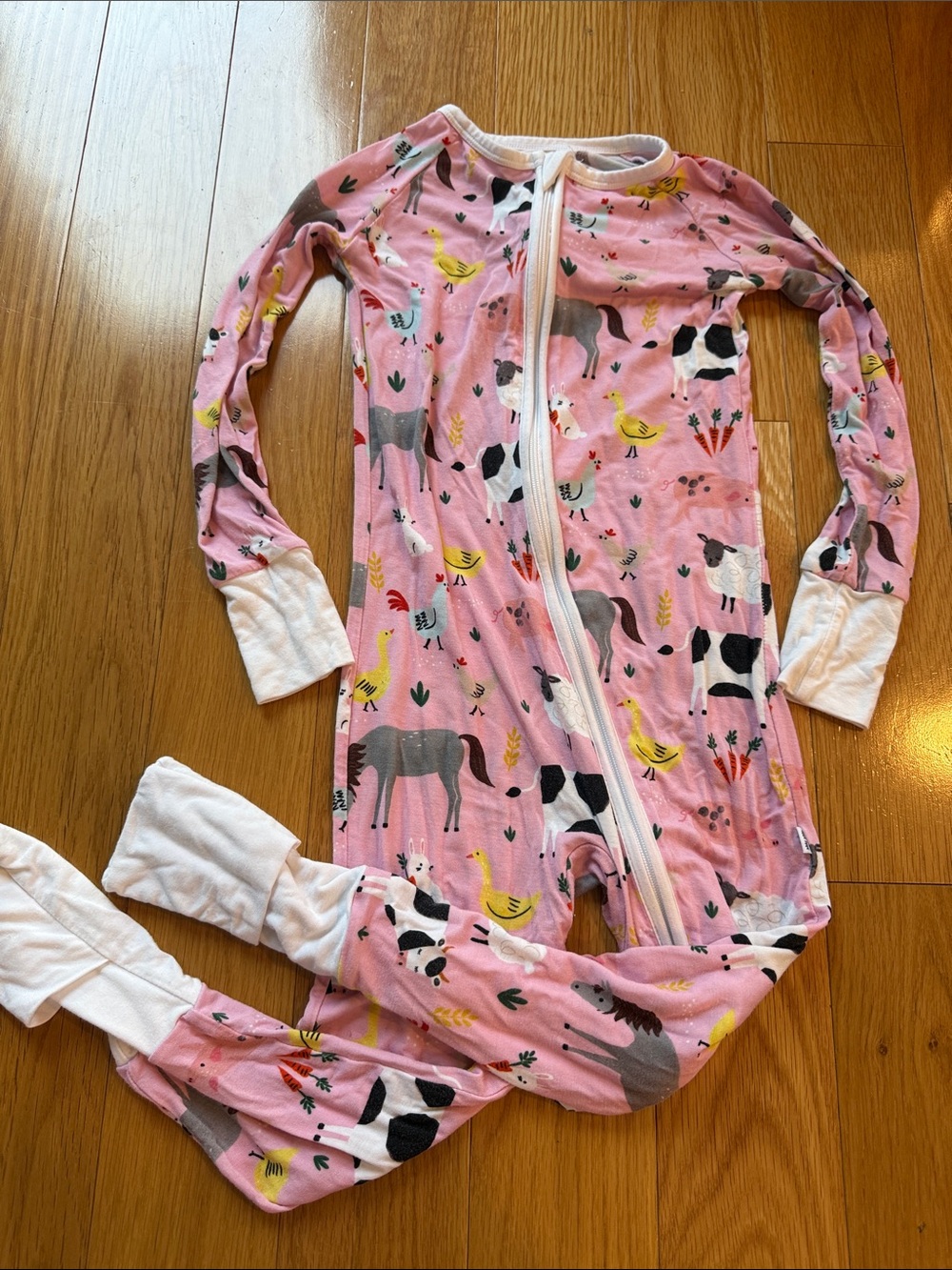 Little Sleepies Pink Farm Animal Footed Pajamas for Kids